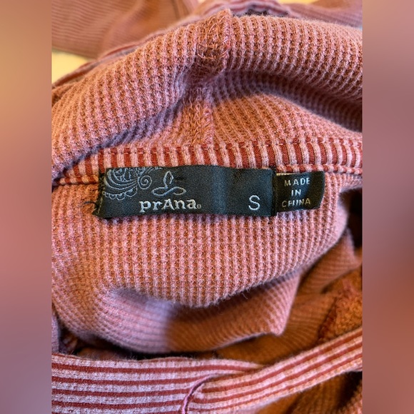 Prana Heathered Red Ribbed ORGANIC COTTON pullover Hoodie Top size S - Picture 5 of 5